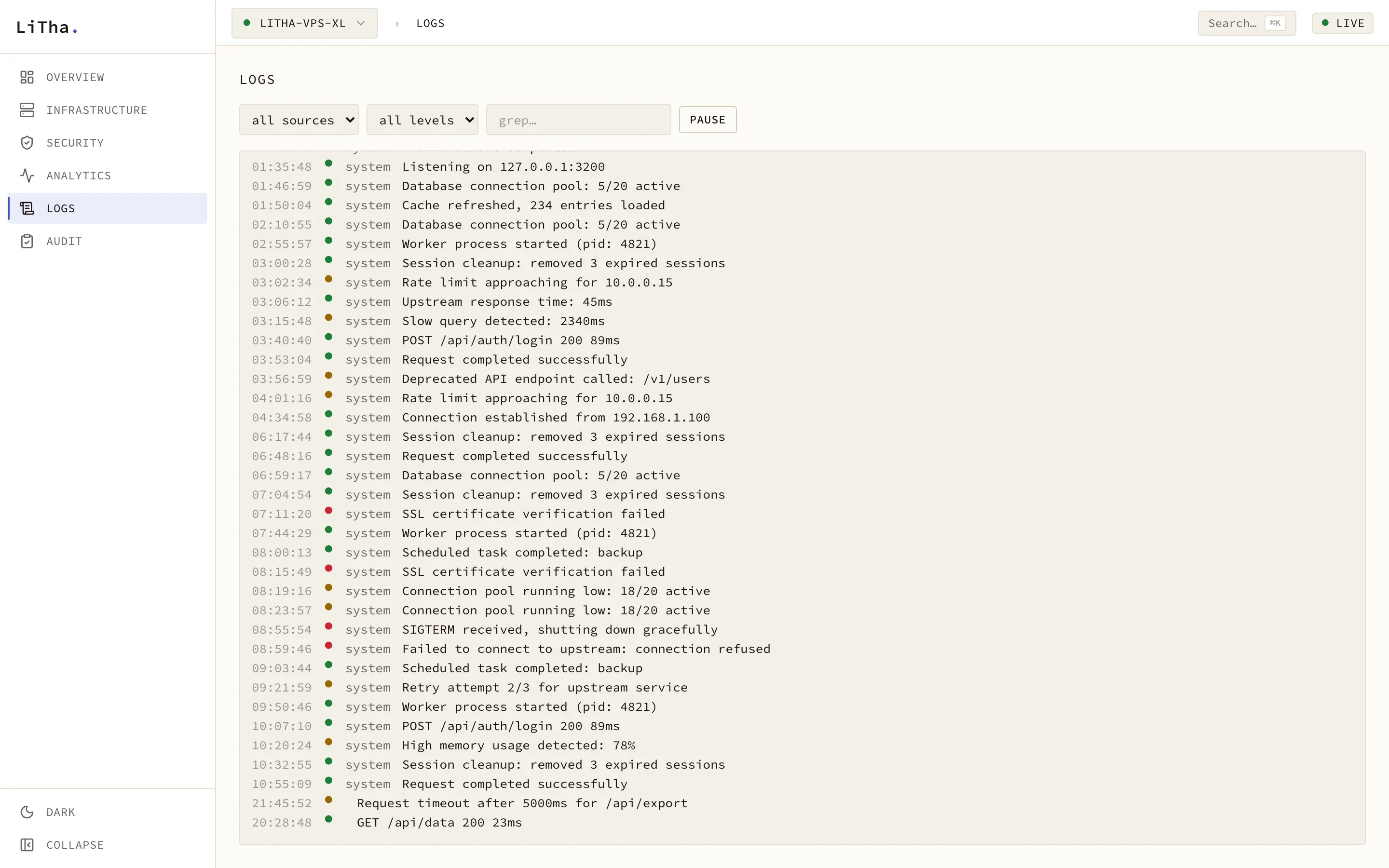 LiTha Monitor: Ereignisse im Live-Strom im Browser