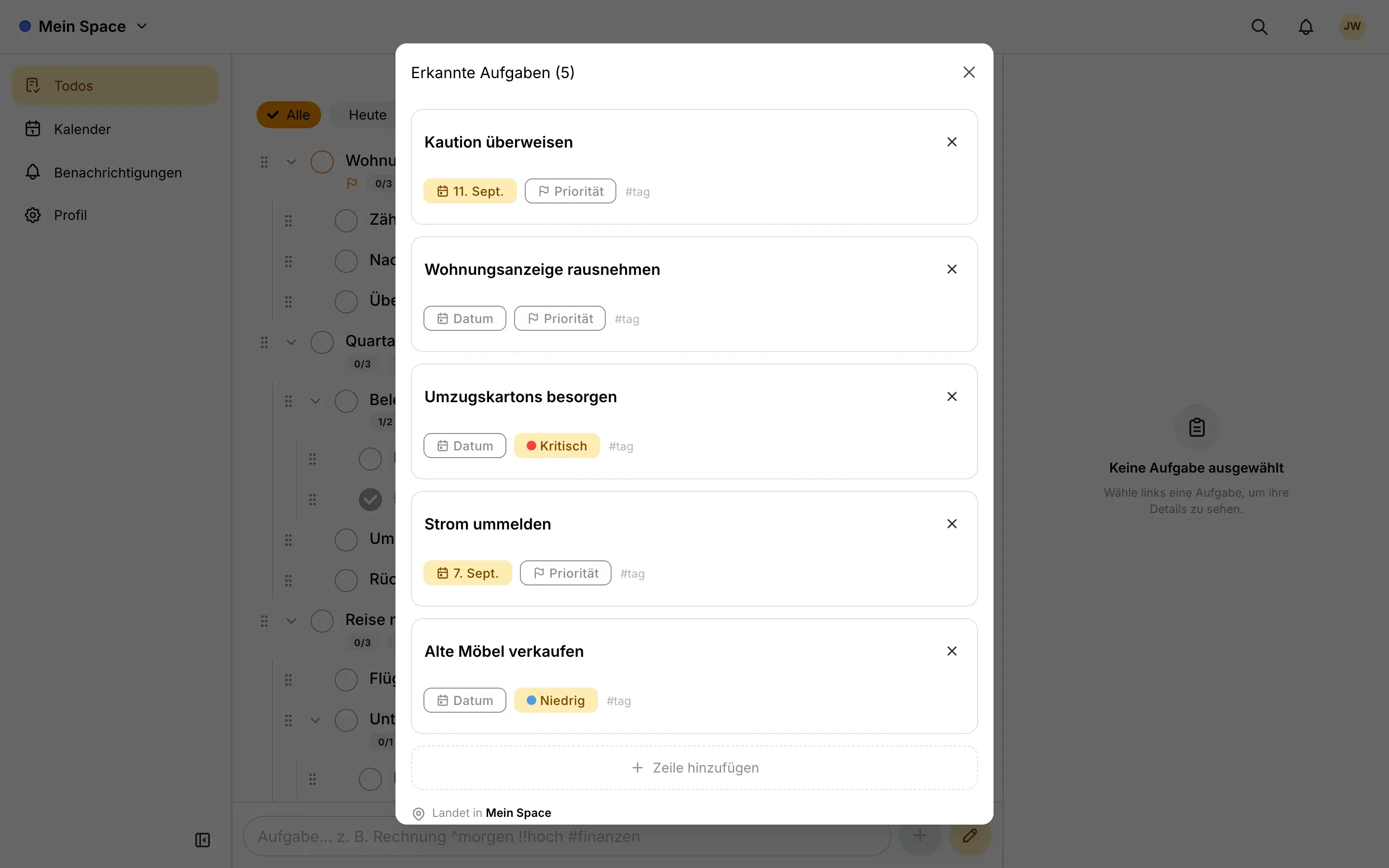 LiTha To-Do: Aus einem Absatz werden fünf Aufgaben im Browser