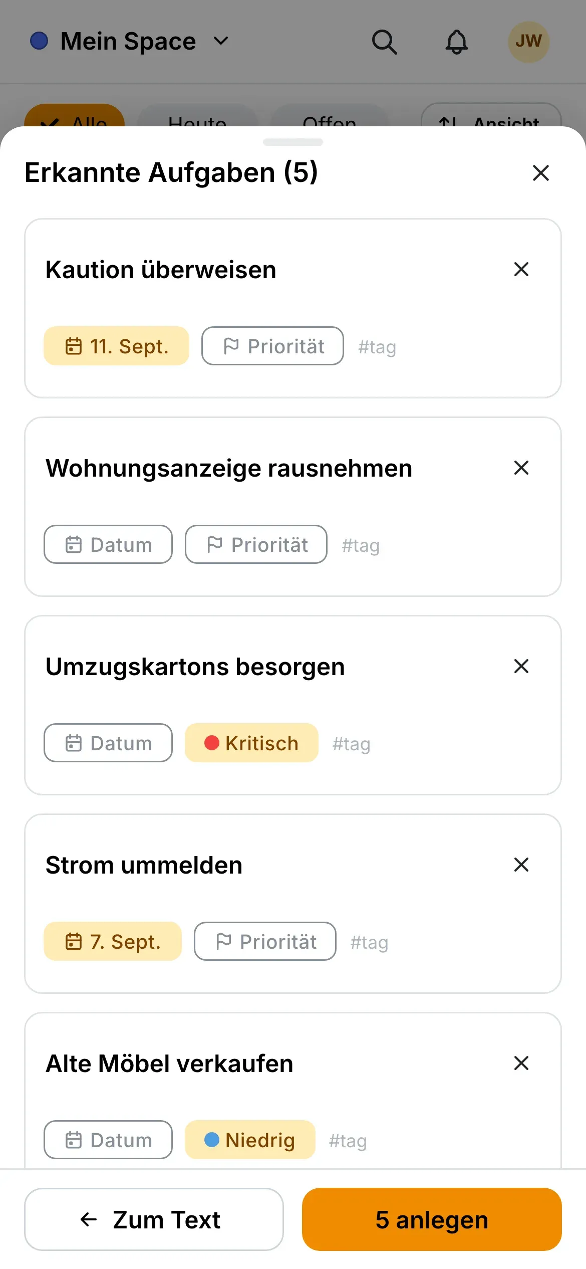 LiTha To-Do: Aus einem Absatz werden fünf Aufgaben auf dem Smartphone