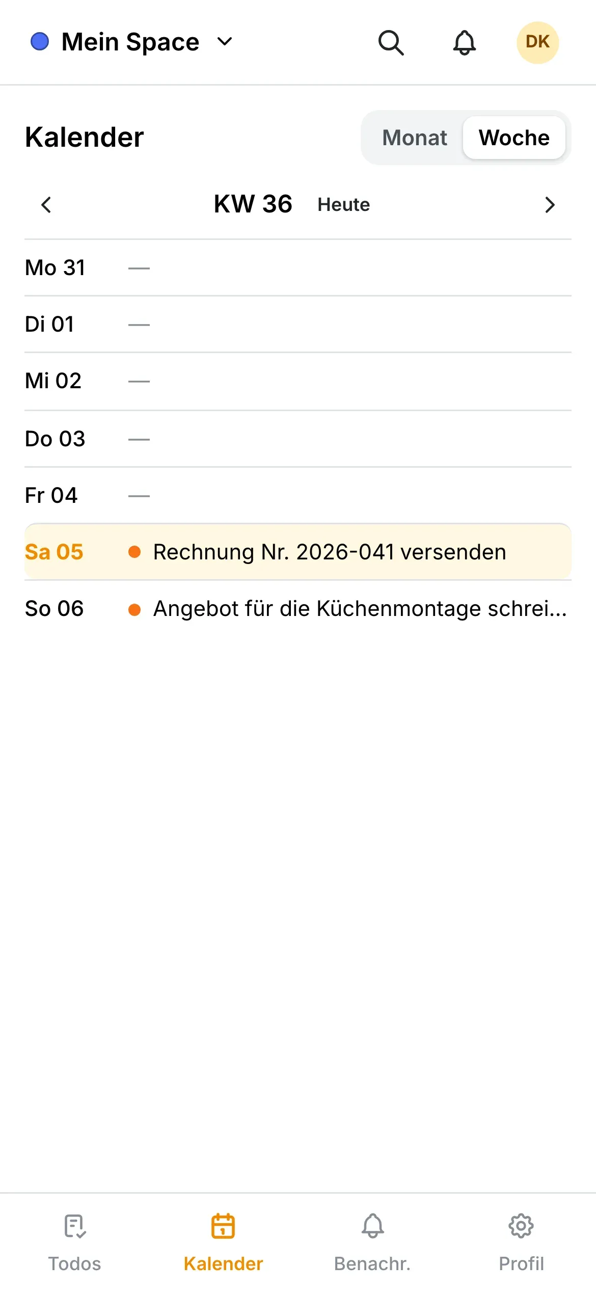 LiTha To-Do: Die Woche im Kalender auf dem Smartphone