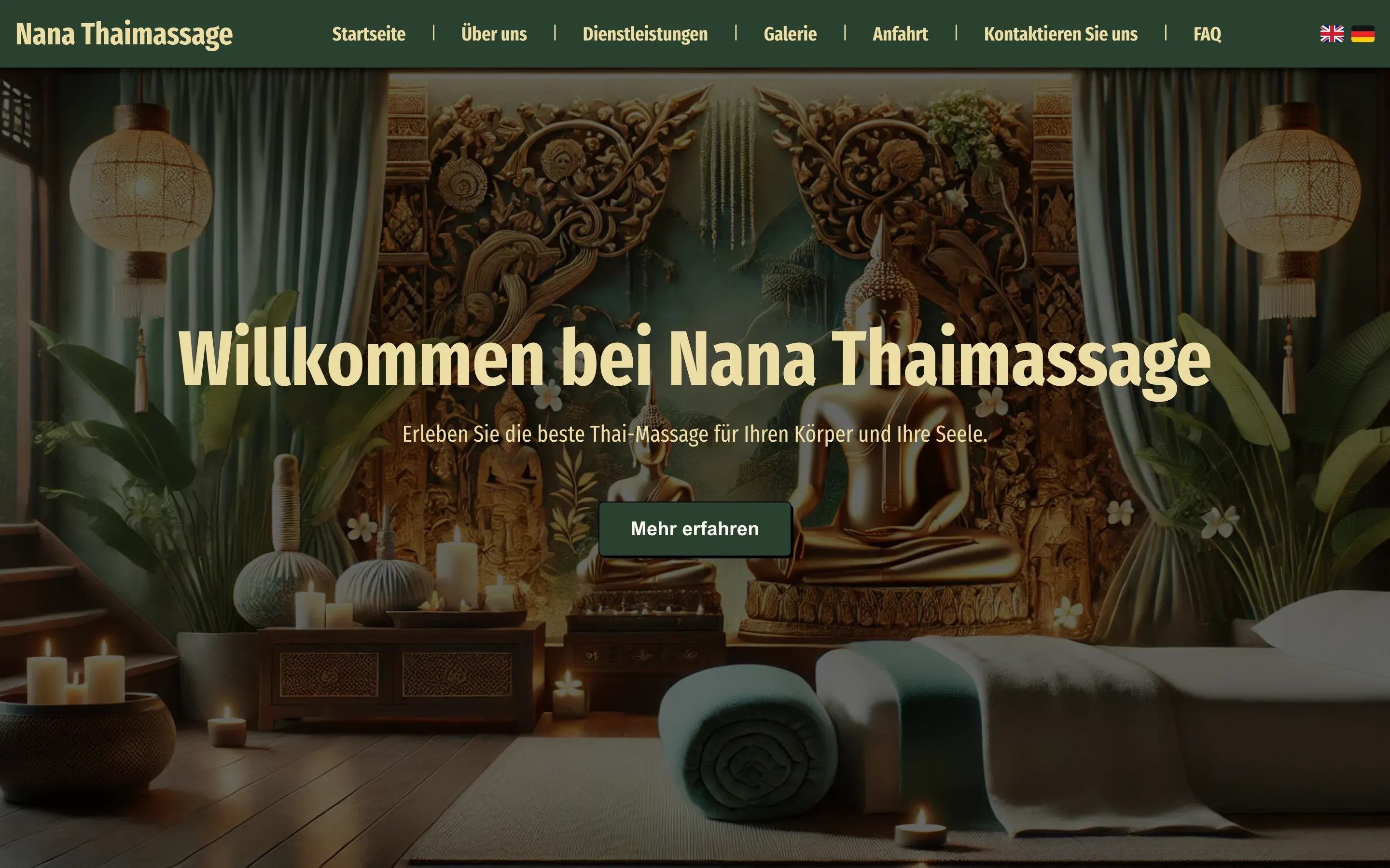 Nana Thaimassage: Startseite im Browser