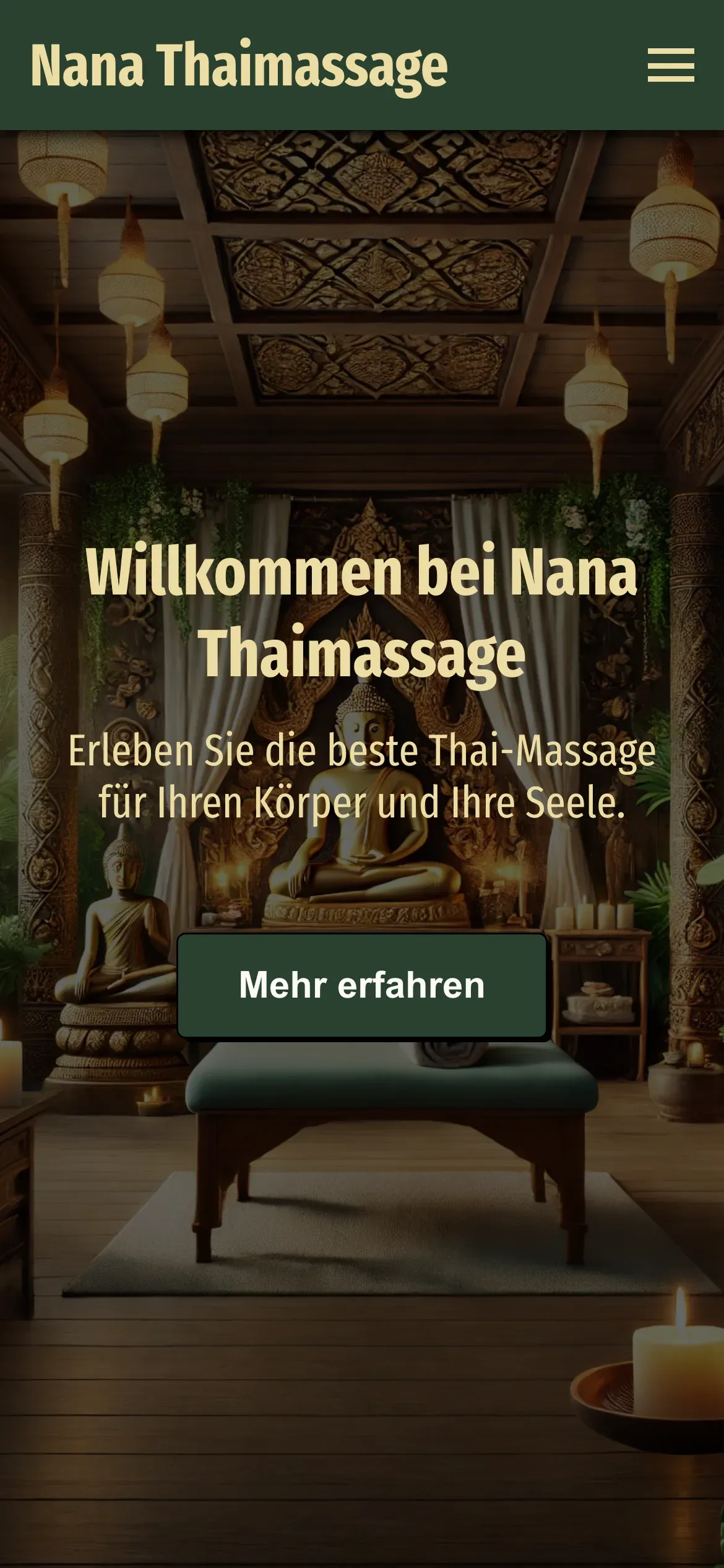 Nana Thaimassage: Startseite auf dem Smartphone