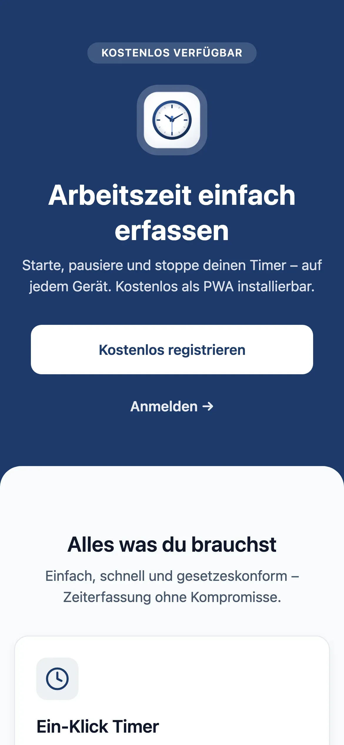 Time at Work auf dem Smartphone