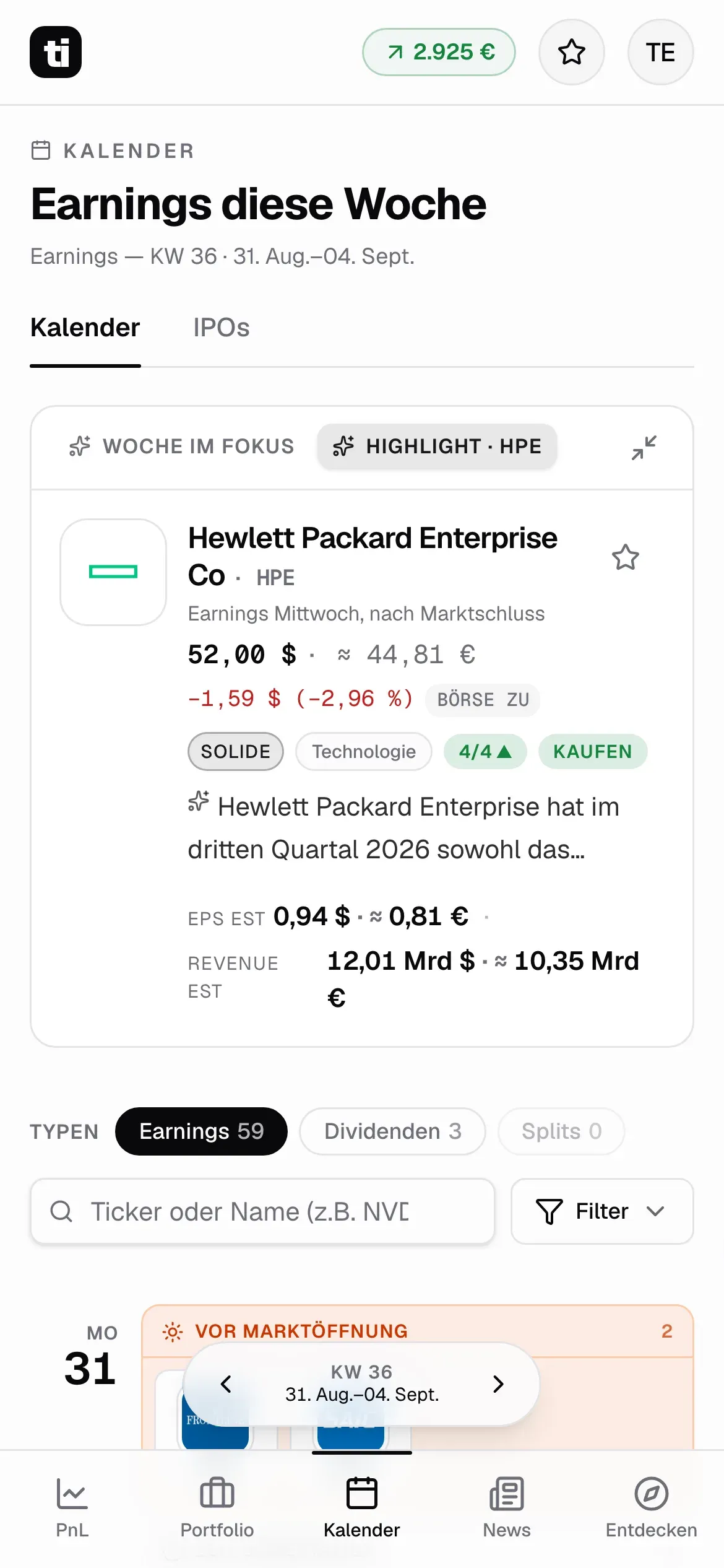 Trade Insight: Quartalszahlen der Woche auf dem Smartphone