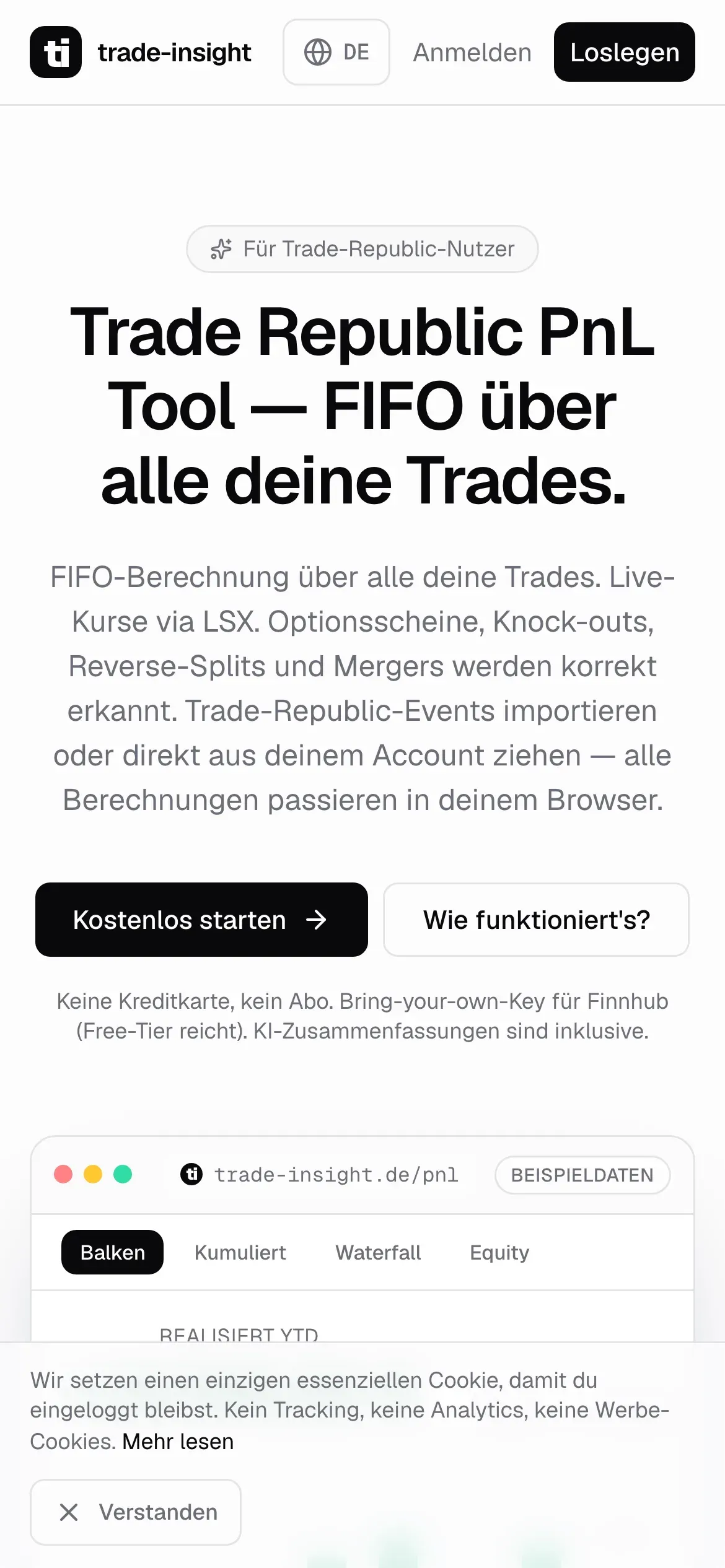 Trade Insight auf dem Smartphone